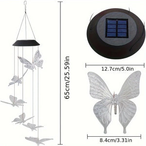 LED Solar Wind Chimes Color Changing Butterfly Dragonfly Hummingbird Outdoor Gift