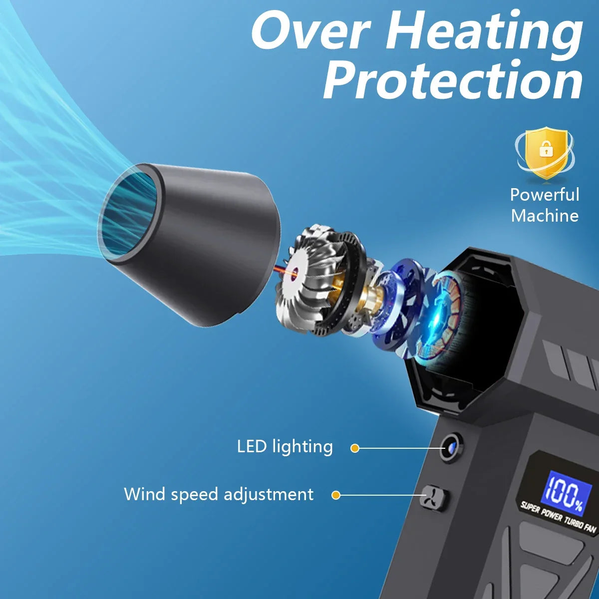 P70 Air Duster 110000RPM Turbo Blower – Cordless Compressed Air Cleaner with LED