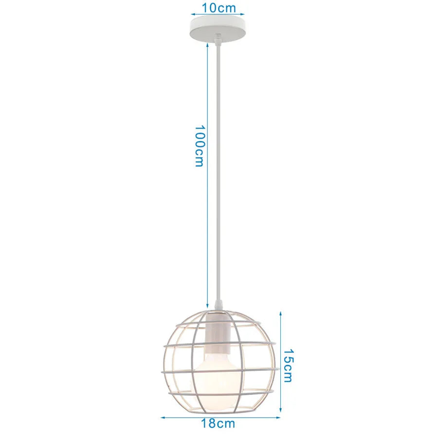 Retro Loft Industrial Pendant Light Wrought Iron Metal Ball E27 Hanging Lamp