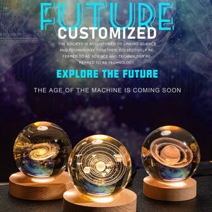 Crystal Ball Night Light USB Laser Engraved LED Lamp Gift for Bedroom Decor