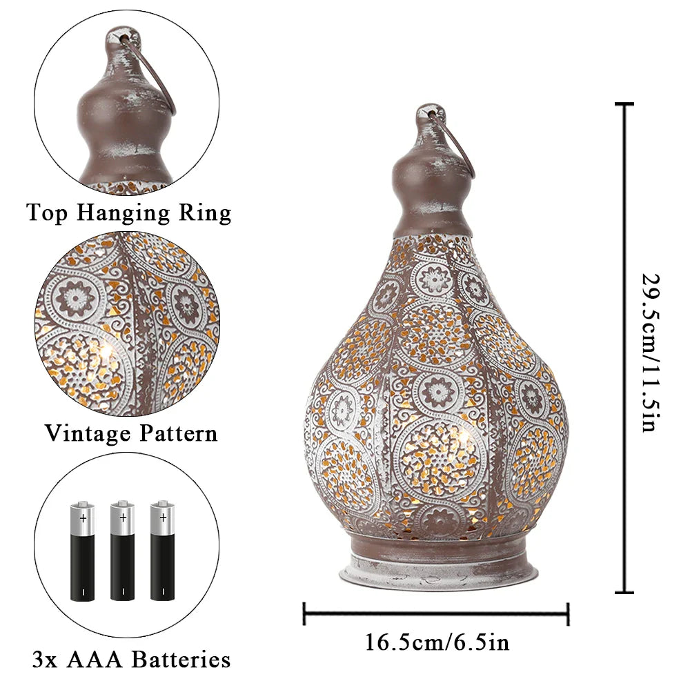 Moroccan Table Lamp Battery Operated Retro Hanging Candle Style Bedside Light Decor