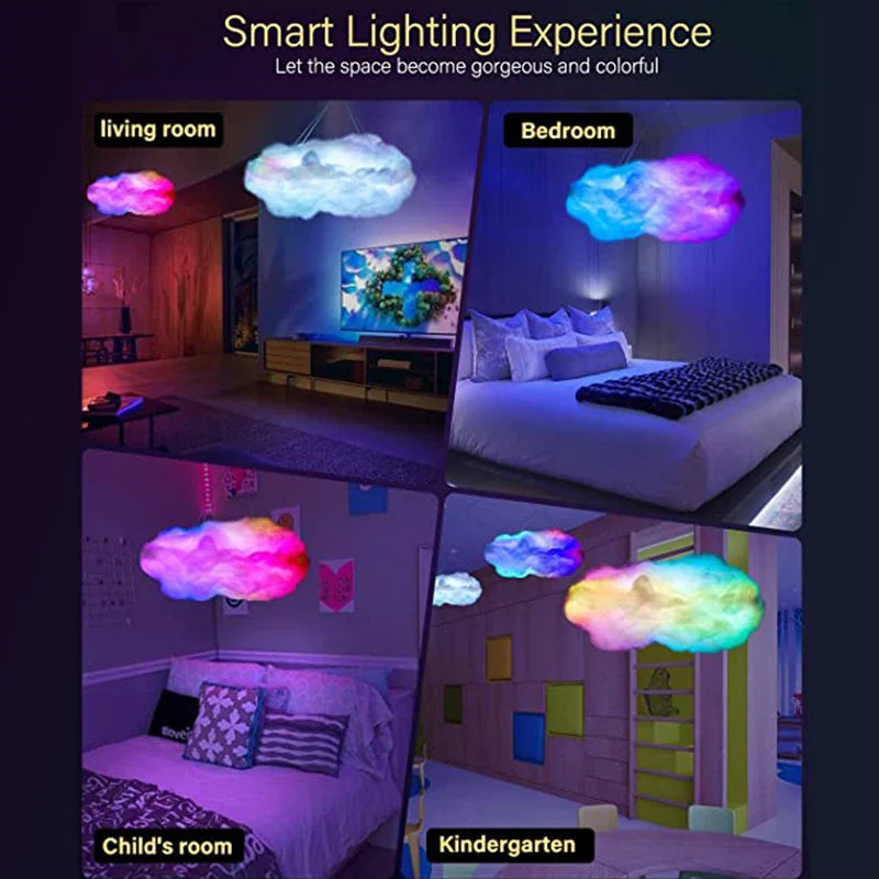 3D Cloud LED Lamp Multicolor Bedroom Light Music Sync Thunder Clouds Smart USB