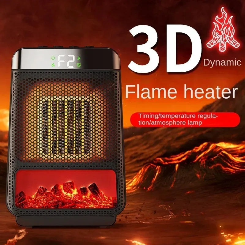3D Flame Electric Heater 1500W Portable PTC Fan Heater Fast Heating for Home
