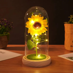 Sunflower LED Dome Lamp Artificial Flower Gift for Mom Grandma Home Decor