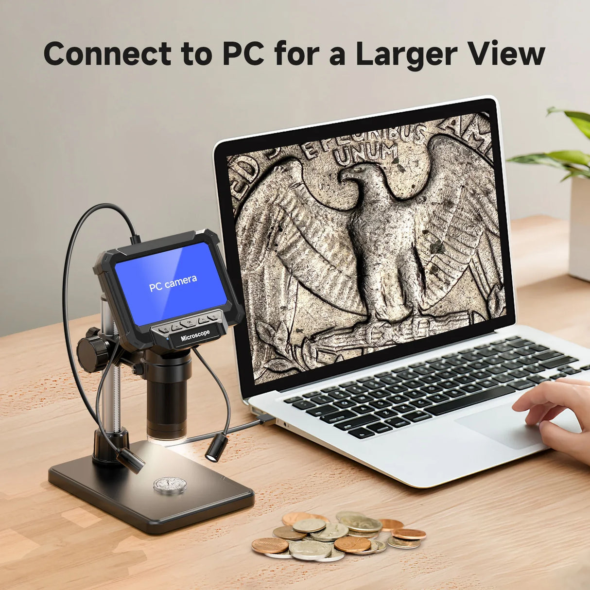 4.3 Inch Coin Microscope 1920P HD with LED for PCB Repair PC View