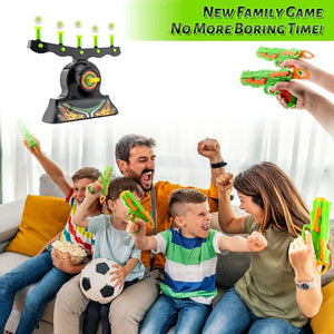 Glow-In-The-Dark Floating Target Game for Kids - Foam Dart Shooting Challenge with Sound Effects and Battery-Powered Base