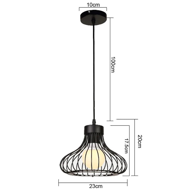 Retro Loft Industrial Pendant Light Wrought Iron Metal Ball E27 Hanging Lamp