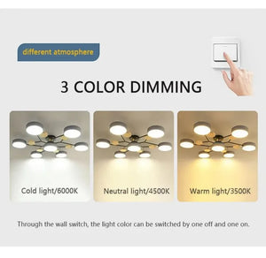 Modern LED Chandelier 3-Color Ceiling Pendant Light Nordic Lamp for Living Bedroom