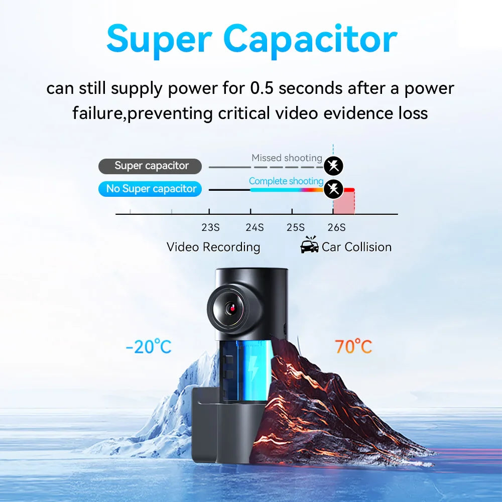 2K Dash Cam WiFi Night Vision 24H Parking Monitor Voice Control Car DVR