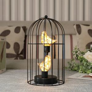 Birdcage Table Lamp Battery Operated Cordless Fairy Light Bird LED Home Decor