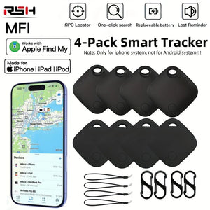 4 Pack Bluetooth GPS Tracker Smart Tag Locator for Keys Pets Cars Find My