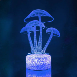 Mushroom 3D LED Night Light for Kids Bedroom Color Changing Illusion Bedside Lamp
