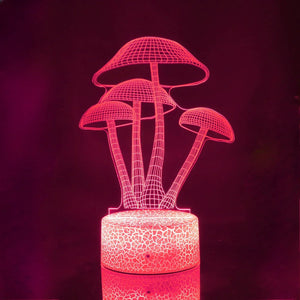 Mushroom 3D LED Night Light for Kids Bedroom Color Changing Illusion Bedside Lamp