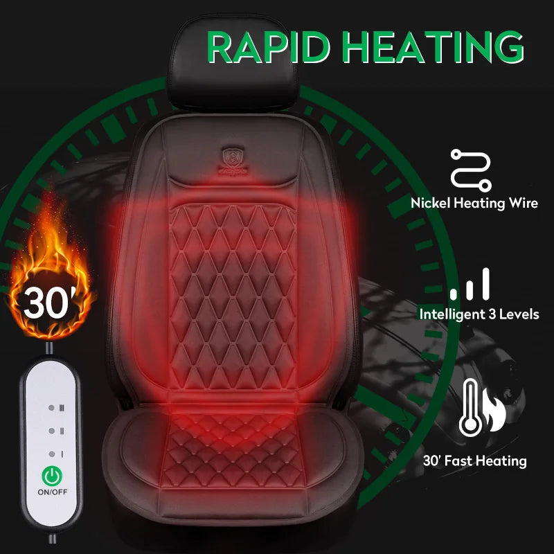 12V/24V Heated Car Seat Cushion – Fast Heating Winter Pad