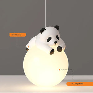 Resin Panda Pendant Light Modern Minimalist LED Lamp Kids Bedroom Ceiling Light