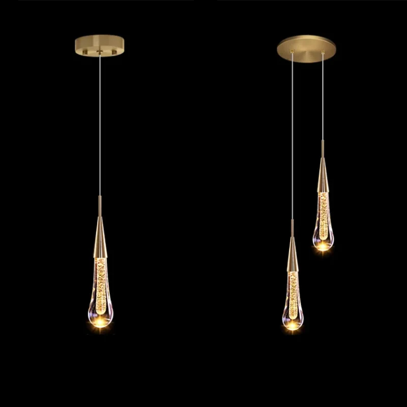 LED Water Drop Bubble Pendant Light Crystal Hanging Lamp Bedroom Dining Decor