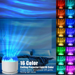 Aurora Projector Galaxy Night Light 16 Color 360 Rotating Water Ripple RGB USB Lamp