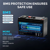 12V 150Ah Lithium Battery with BMS for RV Home Solar Off-Grid Marine Power System