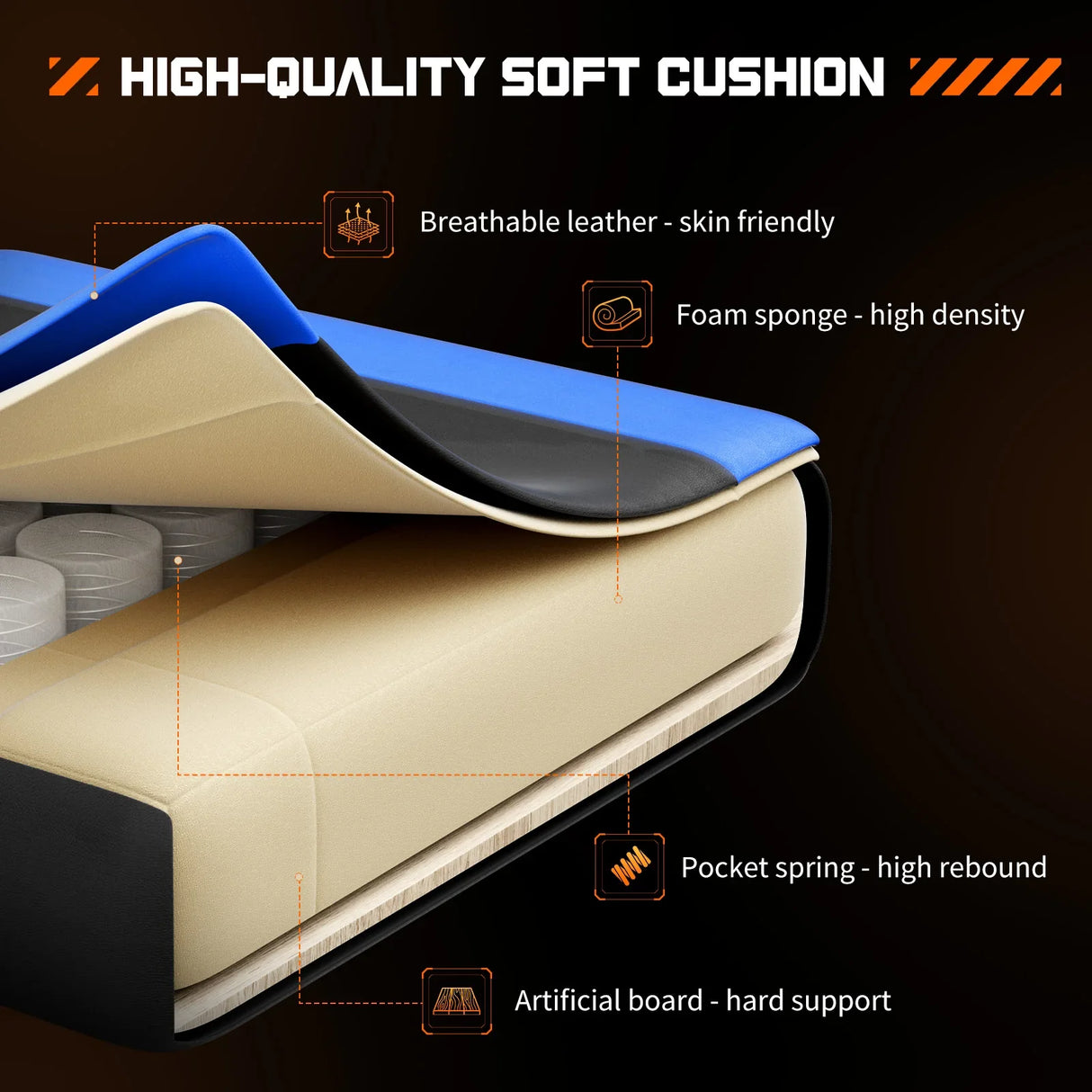 Ergonomic Gaming Chair Adjustable Swivel PU Leather Office Chair Lumbar Headrest