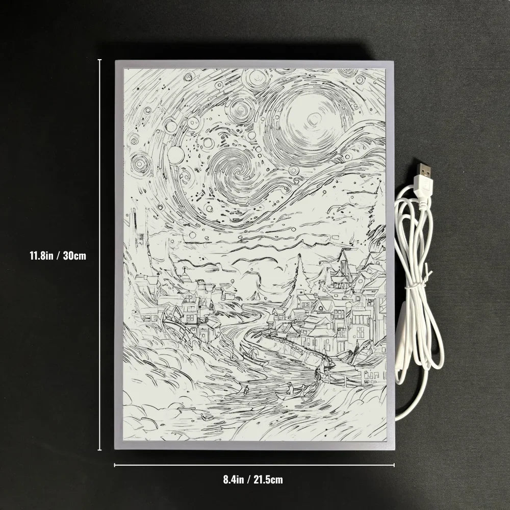 Starry Night LED Art Lamp 3D Night Light Van Gogh Style Aesthetic Room Decor
