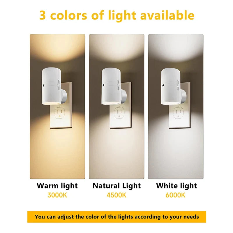 Plug In Night Light Dusk to Dawn Sensor Adjustable Brightness Stair Hallway