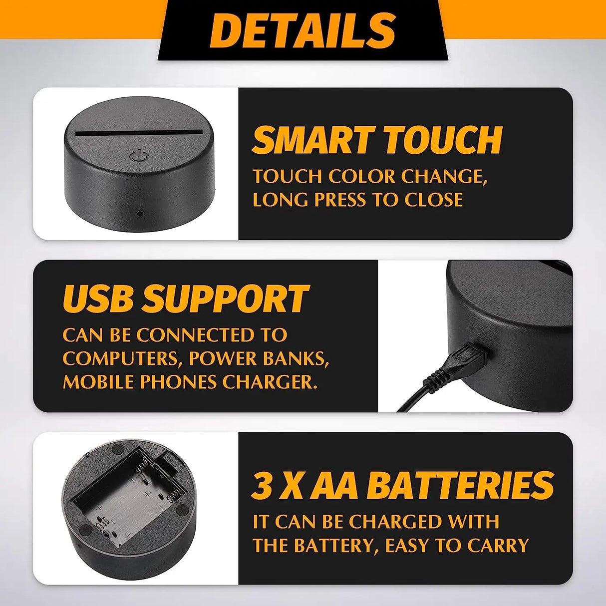 12 Pcs 3D LED Light Lamp Bases 16-Color Remote USB Stand for Acrylic Resin Glass