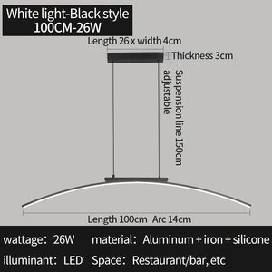 Modern LED Arc Pendant Light – Adjustable Dining Room Hanging Lamp for Kitchen