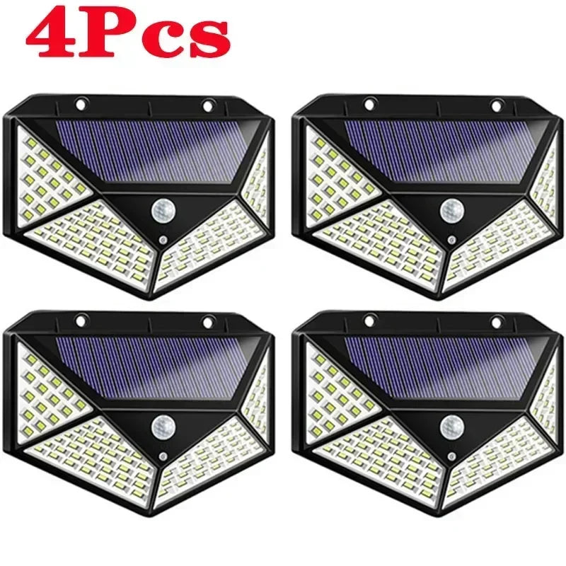 100 LED Solar Motion Sensor Wall Lights Outdoor Waterproof Garden Street Lamp