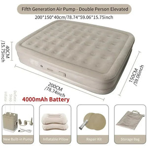 Air Mattress with Built-In Pump Self-Inflating Double Sleeping Pad for Camping Indoors