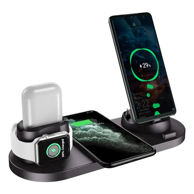 6-in-1 Wireless Charging Station Fast Charger Dock for iPhone 15 14 13 Pro Max