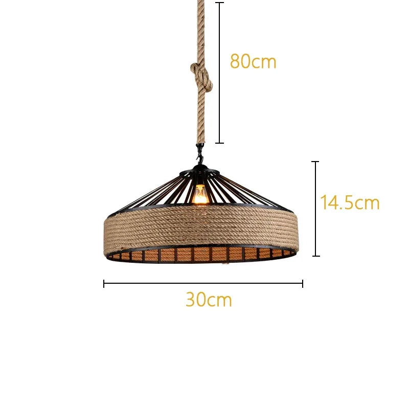 Industrial Vintage Pendant Lamp – Metal Twine Handwoven Chandelier Light