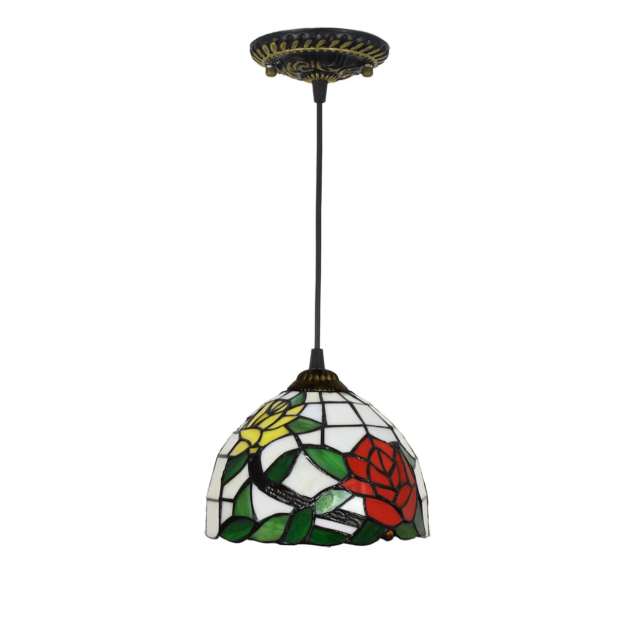 European Stained Glass Pendant Light 20cm Hanging Lamp Dining Bedroom Decor