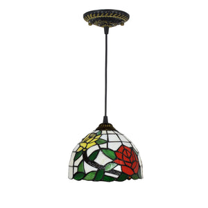 European Stained Glass Pendant Light 20cm Hanging Lamp Dining Bedroom Decor