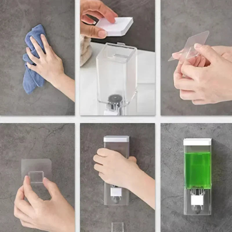Wall-Mounted Manual Soap Dispenser Non-Perforated Traceless Bathroom Transparent