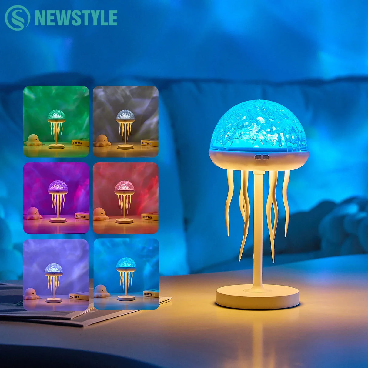 Jellyfish LED Projection Night Light Table Lamp Remote Ocean Ambient Bedroom