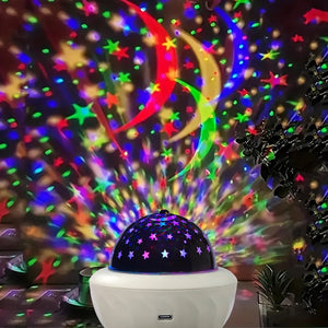 USB RGB Starry Night Sky Projector Rotating Moon Stars Lamp for Room Party Decor