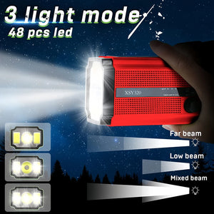 Emergency Hand Crank Solar Radio NOAA Weather AM FM Power Bank LED SOS