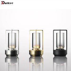 LED Rechargeable Touch Table Lamp Crystal Aluminum Night Light for Home & Restaurant