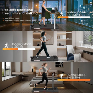 Under Desk Treadmill 3.0HP 3-in-1 Foldable Walking Pad Handle Bar Home Office