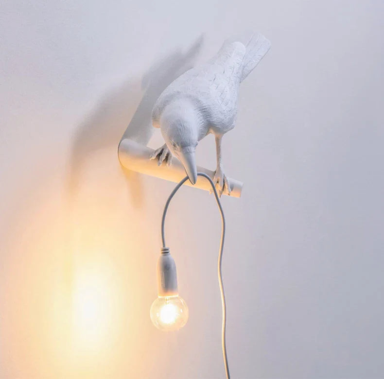 Crow Bird Wall Lamp – Resin Bedside Night Light for Bedroom & Living Room Decor