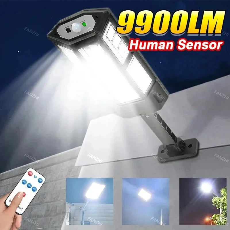 9900LM Solar Motion Sensor LED Light Outdoor Waterproof Garden Lamp