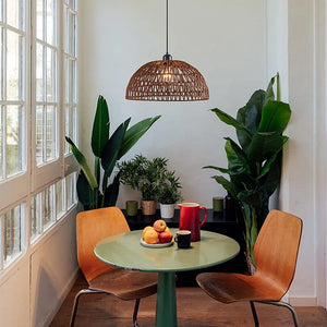 Japanese Style Rattan Pendant Lamp – Woven Hemp Rope Ceiling Light for Dining Room
