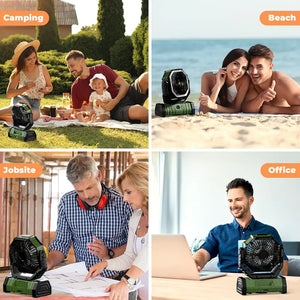 Camping Fan 20000mAh Rechargeable with LED Light Power Bank