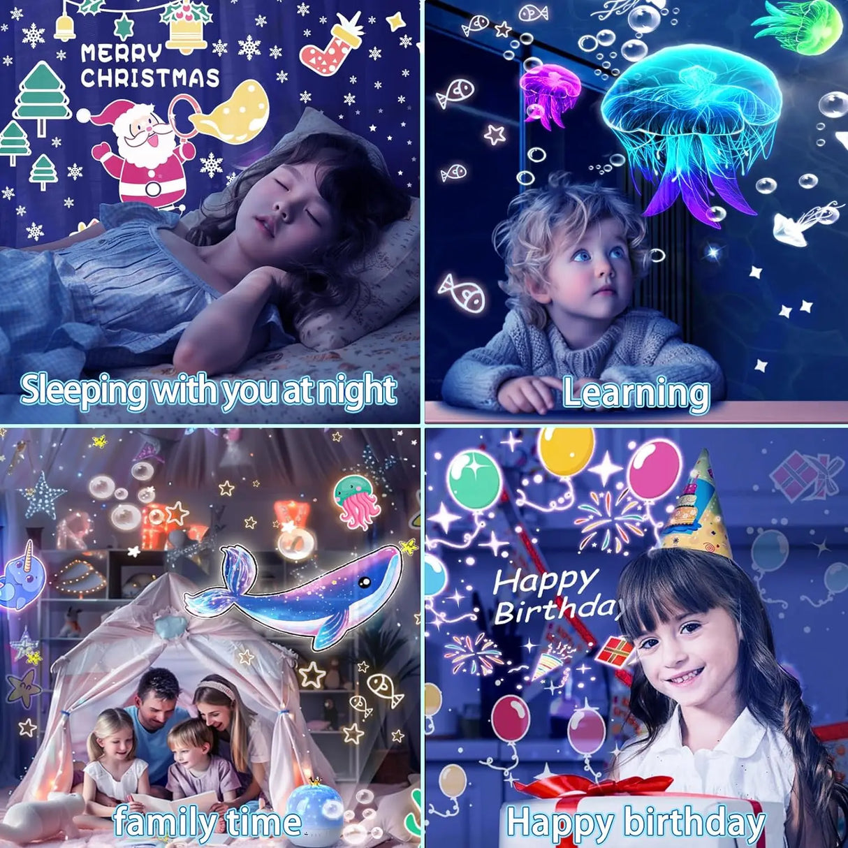 Kids Night Light Projector Star Galaxy 15-Film Rotating Bedroom Gift Lamp