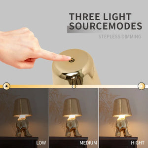 Nordic Golden Man Table Lamp LED USB Bedside Light Luxury Modern Room Decor