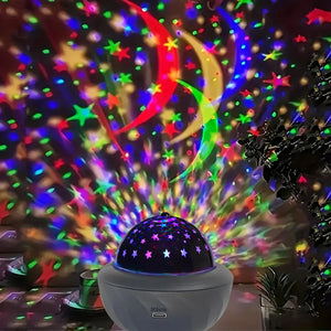 USB RGB Starry Night Sky Projector Rotating Moon Stars Lamp for Room Party Decor