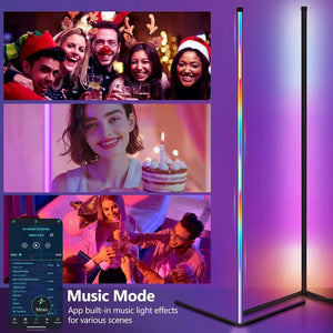 Smart RGB Corner Floor Lamp LED Music Sync App Control Ambient Lighting for Home