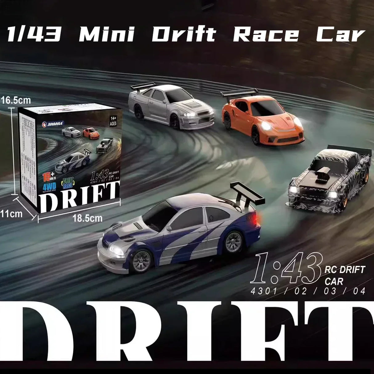 Mini RC Drift Car 1:43 Scale 4WD Remote Control Racing Vehicle Toy
