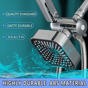 High-Flow 2-in-1 Handheld & Rain Shower Head Set Square Wall-Mounted Bathroom
