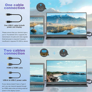 16" Portable Monitor FHD 144Hz IPS 1200P HDR HDMI USB-C VESA Second Screen